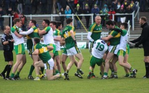 Kerry and Donegal players involved in one of many malees last Sunday. Photo by Gavin O'Connor. 