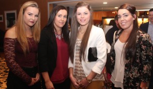 Andrea Murphy, Patrice Dennehy, Maria Quirke and Sarah Houlihan at the Kerry Ladies GAA fashion show at Ballyroe Heights Hotel on Wednesday night. Photo by Dermot Crean