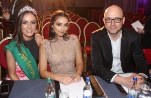 The judges, Miss Kerry 2015 Mairead Breathnach, Aideen Feely and Pawel Nowak at Miss Kerry 2016 in The Brehon Hotel, Killarney on Saturday night. Photo by Dermot Crean