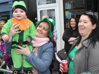 Little Lincoln Coffey with Sabrina O'Brien and Mary Anne Coffey in town for the St Patrick's Day parade. Photo by Dermot Crean