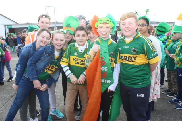 Pupils enjoying the St Patrick's Parade at Scoil Eoin. Photo by Dermot Crean