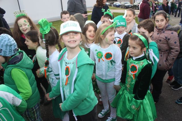 Pupils enjoying the St Patrick's Parade at Scoil Eoin. Photo by Dermot Crean