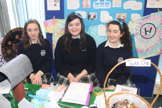 Presentation Tralee students Erika O'Sullivan, Aoife Dillane and Emma Sheehy of 'Cool Mom Clothing' at the County Final of the Kerry County Council Annual Student Enterprise Awards at IT Tralee on Friday. Photo by Dermot Crean