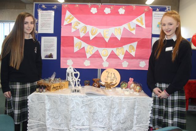 Presentation Tralee students Roisin Brosnan and Leona O'Shea of 'Heavenly Aroma' at the County Final of the Kerry County Council Annual Student Enterprise Awards at IT Tralee on Friday. Photo by Dermot Crean