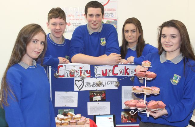 Castle island Community College students Kayla Whooly, Jason Browne, Thomas Murphy, Cara Twomey and Saoirse Casey with 'Charity Cupcakes' at the County Final of the Kerry County Council Annual Student Enterprise Awards at IT Tralee on Friday. Photo by Dermot Crean