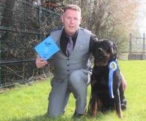 Tim Galvin with Rocky who came second in their class at Crufts last weekend. Photo by Gavin O'Connor. 