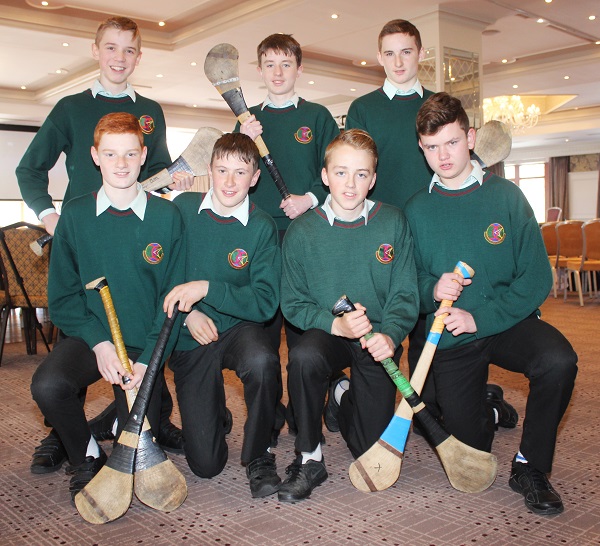 from Causeway Comprehensive, front row: Jack Leen, Liam Flaherty, Daniel Kennelly and Gavin Leen. Back: Cody Griffin, Dara O'Connell and Ethan O'Connor at the Kerry ETB 1916 commemoration event in The Rose Hotel. Photo by Gavin O'Connor. 