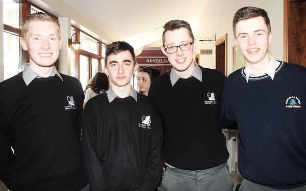 From Killarney Community Collage, Paul Brosnan, Sean Kelliher, Ross Brannan and Gareth Burke at the Kerry ETB 1916 commemoration event in The Rose Hotel. Photo by Gavin O'Connor. 