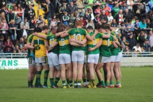 Kerry huddle before their victory against Cork on Sunday. Photo by Dermot Crean. 