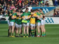 Kerry huddle before the throw in of the National League Final against Dublin in Croke Park on Sunday. Photo by Dermot Crean