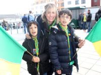 Freddie, Claire and Harry Sood in Croke Park for the Kerry v Dublin Allianz National League Final on Sunday. Photo by Dermot Crean