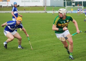 Shane Nolan has his eyes on the post against Laois earlier this year. Photo by Gavin O'Connor. 