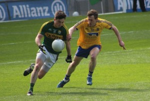 Paul Murphy takes off for Kerry against Roscommon in Croke Park on Sunday. Photo by Gavin O'Connor. 