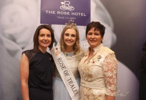 Valerie Kerins, Rose of Tralee Elysha Brennan and Oonagh O'Gara at the official reopening of The Rose Hotel on Friday evening. Photo by Dermot Crean