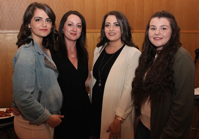 Eni Gaxha, Lisa Samy, Sophia Samy and Sinead Maher at the Brookfield College Graduation in Ballyroe Heights Hotel on Thursday night. Photo by Dermot Crean