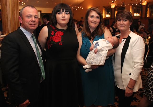 TJ Mannion, Katie Corrigan, Lisa Mannion and baby Brennagh Mannion and Noelle Reidy at the Brookfield College Graduation in Ballyroe Heights Hotel on Thursday night. Photo by Dermot Crean