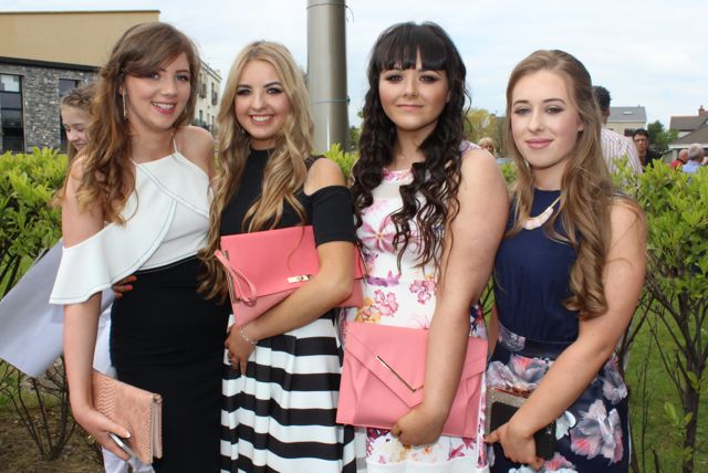 Shauna O'Sullivan, Emma Connolly, Stacey Enright and Corrie Rogers at the Mercy Mounthawk graduation ceremony at Our Lady and St Brendan's Church on Friday afternoon. Photo by Dermot Crean