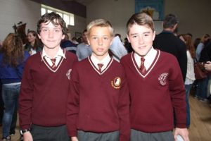 Cian Griffin, Robert Vasiu and Dean Farrell at the Holy Family NS sixth class graduation at Our Lady and St Brendan's Church on Tuesday night. Photo by Dermot Crean