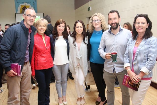 Staff at Holy Family NS, Pat O'Connor, Marian Costello, Niamh Shanahan, Kelly Carroll, Michelle O'Sullivan, Liam Moloney and Linda Hanafin at the sixth class graduation at Our Lady and St Brendan's Church on Tuesday night. Photo by Dermot Crean