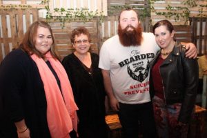 Zara O'Dowd, Noreen Angland, 'Bearded Man' Gary O'Dowd and Aoife Angland at the comedy night at Il Forno on Thursday. Photo by Dermot Crean