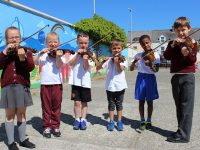 Performing at the Moyderwell National School 'Colour My Strings' concert were from left:: Zuzana Nedes, Greta Ziauberyte, Jack Daly, Oscar Matusiewicz, Saad Abdalla and Micheal Tyther. Photo by Gavin O'Connor.