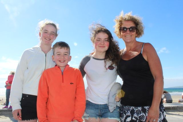 Maya Kenny, Donal Kenny, Limerick, Hayley Leslie and Sharon Leslie, Cork at the Feile Failte at Banna Beach on Saturday. Photo by Dermot Crean