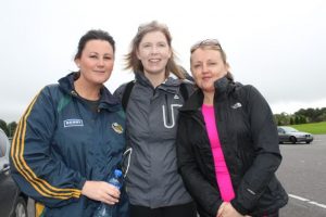 Michelle Wall Houlihan and Lorna Leen, Tralee and Dee Herlihy, Cork, at the Jamie Wrenn Walk on Saturday morning from the Aqua Dome. Photo by Dermot Crean