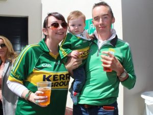 Jacqui Murphy with her nephew Fionn and brother John Murphy, all from Milltown, in Killarney before the Munster Finals on Sunday. Photo by Dermot Crean