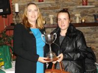 Castlegregory Golf Club Lady Captain, Patricia Goodwin, presenting the John Brown Memorial Ladies Scratch Cup to Alana Rowan, Tralee.