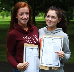 Receiving their Leaving Cert results in Presentation Secondary School were, from left: Clodagh Ellard and Katelyn Griffin. Photo by Gavin O'Connor. 