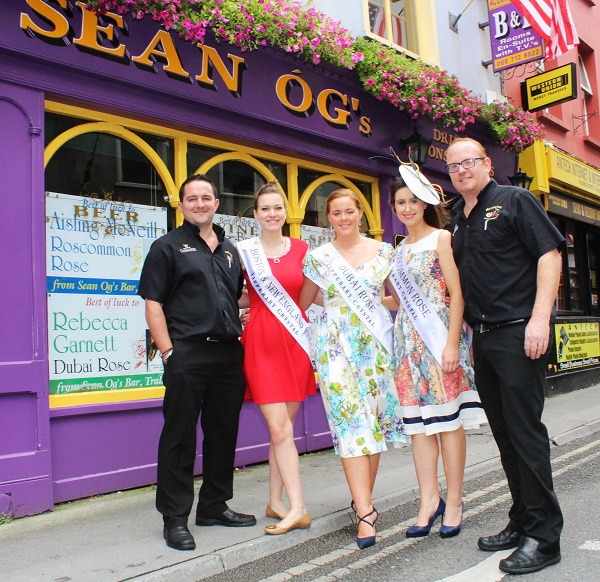 Fergal Dooley and Niall Hayles of Sean Óg's with Roses, Grace Scahiller (Boston and New England), Rebecca Garnett (Dubai Rose) and Ashling McNeil (Roscommon). Photo by Gavin O'Connor. 