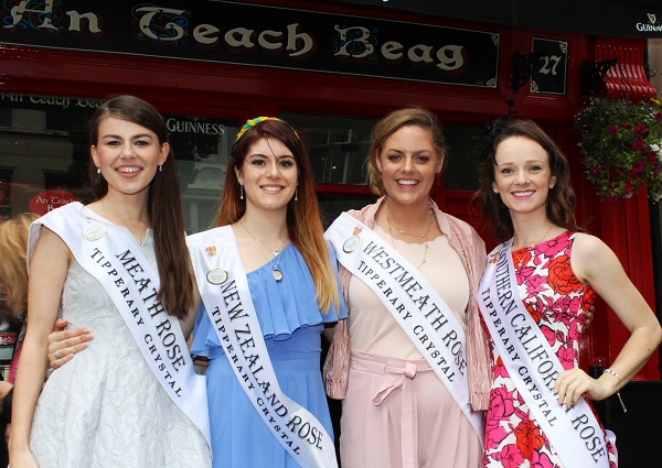 Roses twinned with An Teach Beag are, Treasa Sheridan (Meath), Hannah Greally (New Zealand) and Niamh Moriarty (Westmeath) and Erin Mora (South Carolina). Photo by Gavin O'Connor. Photo by Gavin O'Connor.