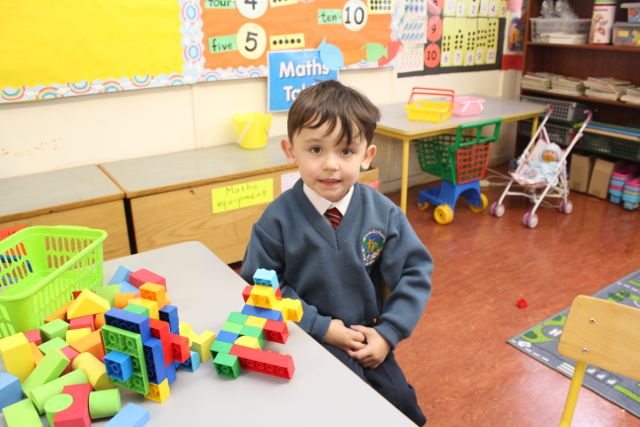 Logan Lynch at their first day in Scoil Eoin, Balloonagh on Wednesday morning. Photo by Dermot Crean