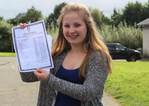 Laura Harty who got 11 A's receiving her Junior Cert results in Mercy Mounthawk. Photo by Gavin O'Connor. 
