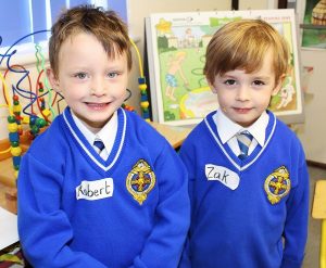 Starting their first day in school at CBS were from left: Robert Eliston and Zak Moore. Photo by Gavin O'Connor. 