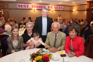 Fr Sean Hanafin with sister Patricia (right) Nolan and her husband Don and nephew Donal with his wife Sarah and daughter Sadhbh. Photo by Dermot Crean
