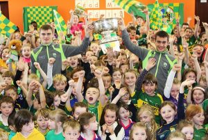 Past pupils, Diarmuid O'Connor and Ryan O'Neill with the Tommy Markham Cup. Photo by Gavin O'Connor. 