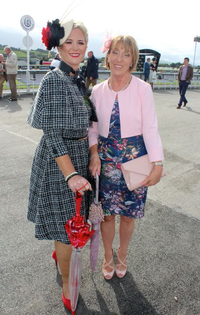 Clair Kelly, Killorglin and Abina Kelliher, Castleisland, at the McElligott's Honda Ladies Day at Listowel Races on Friday. Photo by Dermot Crean