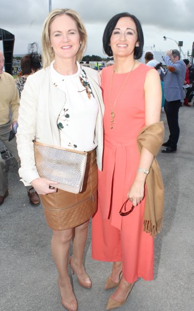 Yvonne Duggan, Galway and Marcella Histon, West Limerick, at the McElligott's Honda Ladies Day at Listowel Races on Friday. Photo by Dermot Crean