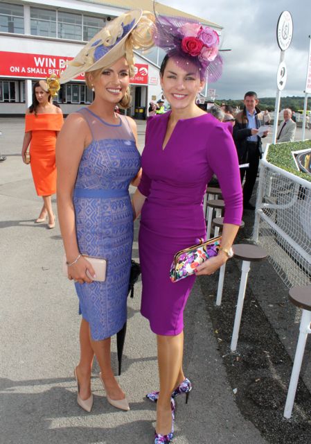 Pam Richardson and Antoinette O'Connell, Limerick, at the McElligott's Honda Ladies Day at Listowel Races on Friday. Photo by Dermot Crean