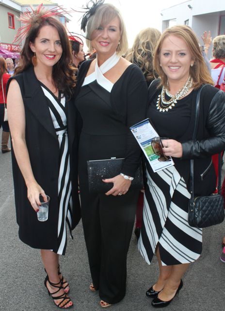Aine Lynch, Ballybunion, Sarah Moriarty, Listowel, and Marie Kennelly, Ballybunion, at the McElligott's Honda Ladies Day at Listowel Races on Friday. Photo by Dermot Crean
