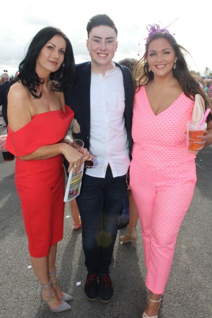 Catherine and Gary Sheehy, Ballymac and Christine Leahy, Tralee, at the McElligott's Honda Ladies Day at Listowel Races on Friday. Photo by Dermot Crean