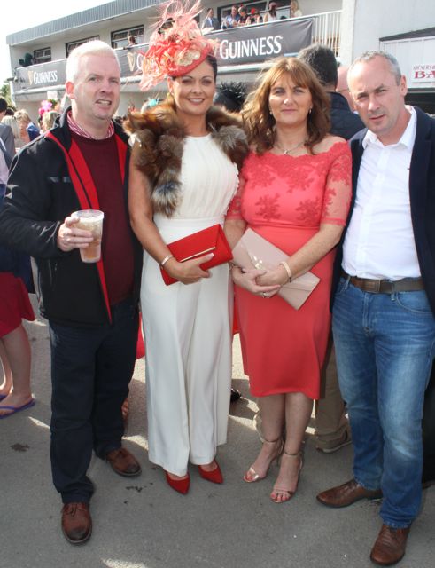 Martin Moore, Claire Hilliard, Norma Moore and Eddie Hilliard, Listowel, at the McElligott's Honda Ladies Day at Listowel Races on Friday. Photo by Dermot Crean