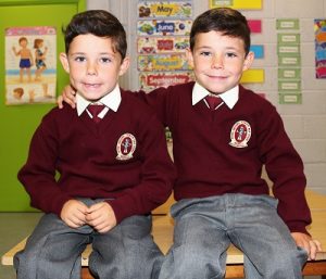 Twins, Sean and Ciaran O'Connor started their first day of school in Moyderwell. Photo by Gavin O'Connor. 