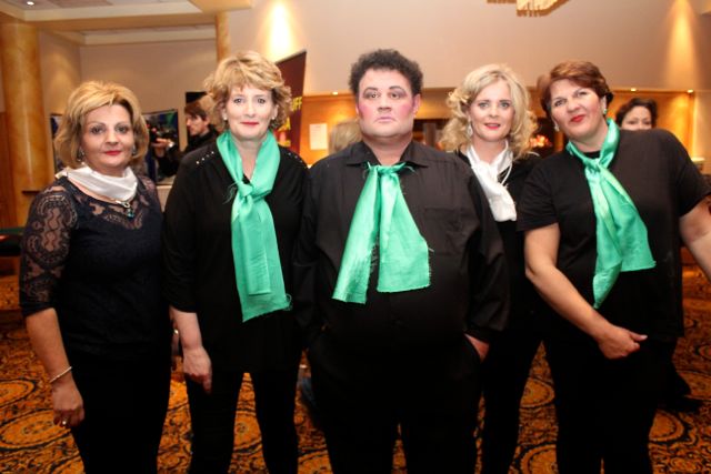 'Tommy's Angels' Karen Browne, Gretta O'Connor, Tommy Long, Kathleen O'Connor and Marlene Jones at the Lip Sync Battle for Ballyduff GAA at the Brandon Hotel on Saturday night. Photo by Dermot Crean