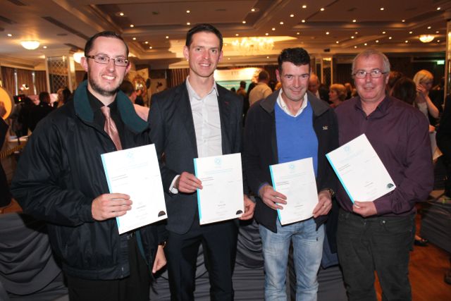 Denis Buckley, Tom Foley, Austin Nolan and Tony McNab all received Workplace Safety certificates at the Kerry ETB Presentation of Certificates ceremony in The Rose Hotel on Wednesday. Photo by Dermot Crean
