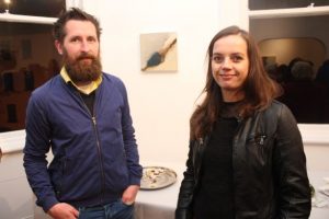Padraig Moynihan and Catriona Kelliher at the opening of Roisin McGuigan's exhibition, 'Unearthing Place' at Craft Makers Centre on Ashe Street on Thursday. Photo by Dermot Crean