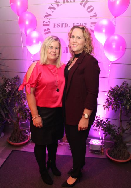 Karen Fenix and Karen McCarthy at the 'Think Pink, Think Positive' event at Benners Hotel on Thursday night. Photo by Dermot Crean
