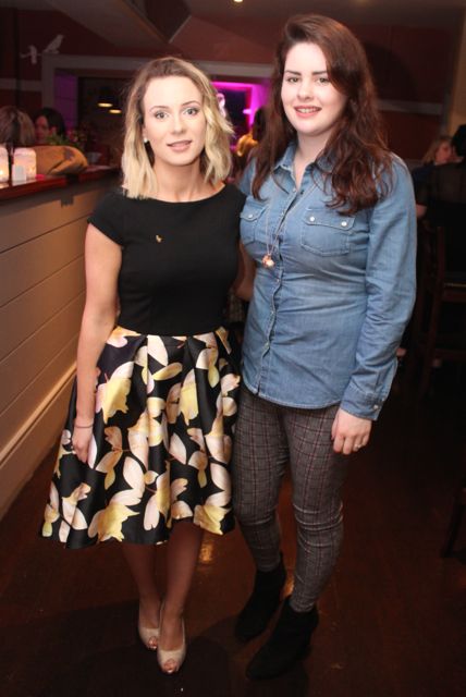Shauna O'Connor and Lorraine O'Gorman at the 'Think Pink, Think Positive' event at Benners Hotel on Thursday night. Photo by Dermot Crean