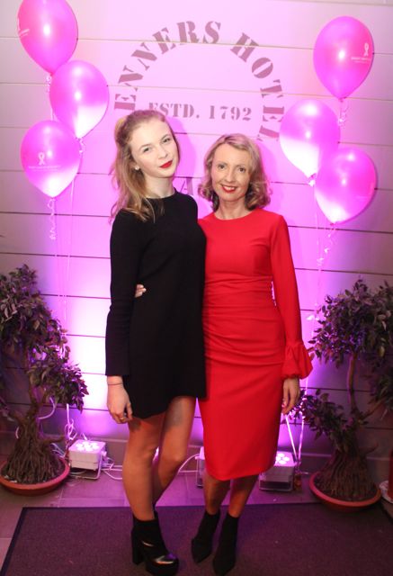 Zoe O'Connor and Orlagh Diffily at the 'Think Pink, Think Positive' event at Benners Hotel on Thursday night. Photo by Dermot Crean